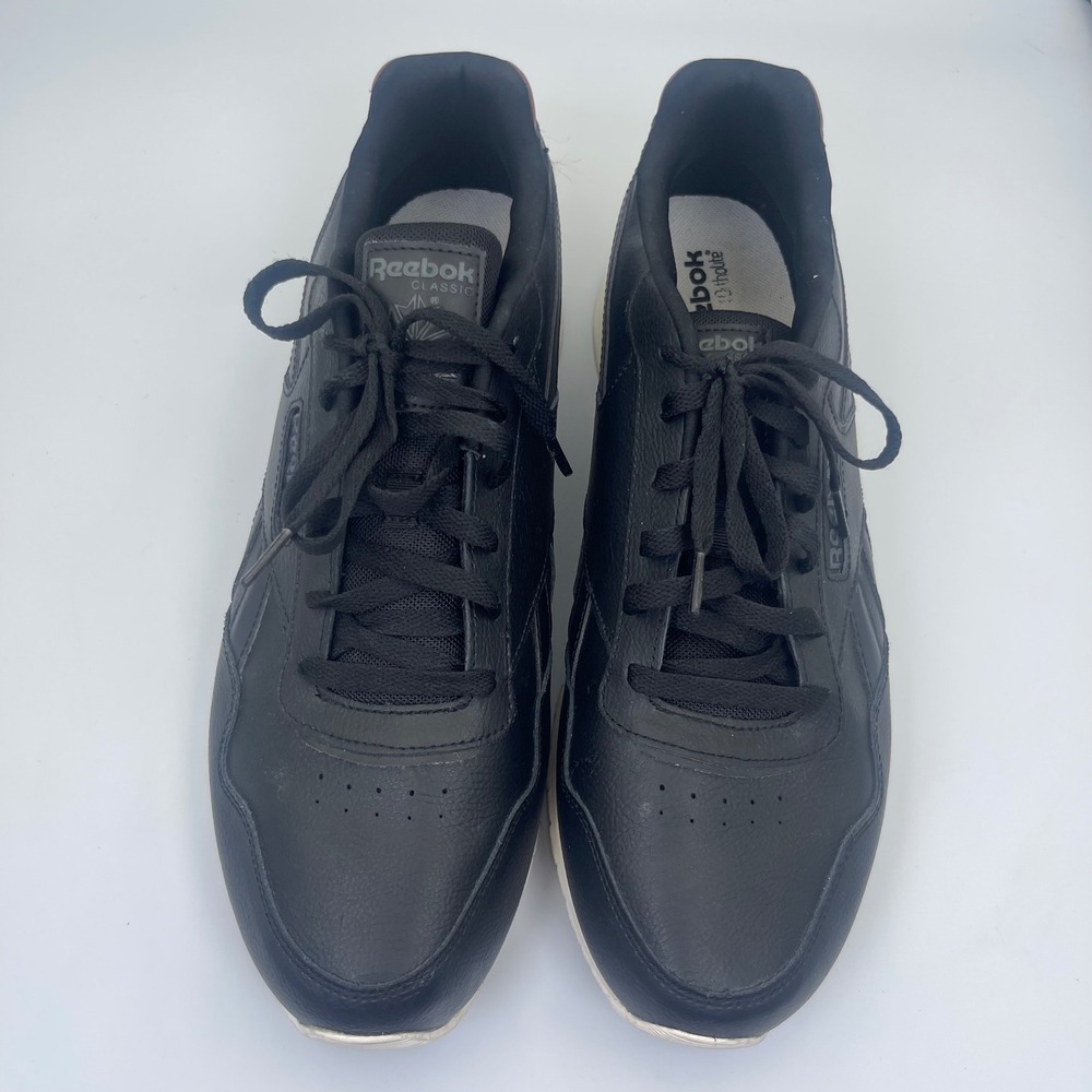 Reebok Classic Leather Black White Burgundy Casual Sneakers Shoes Mens Size 14